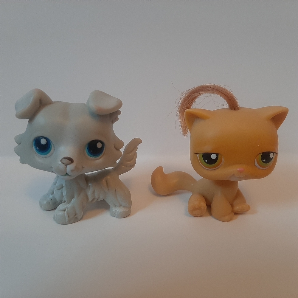 Littlest Pet Shop lot of 2- collie dog and cat